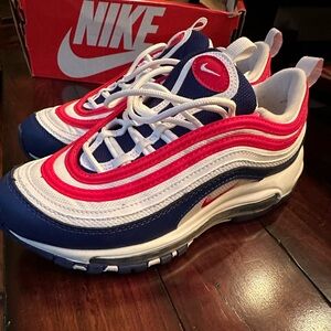 Nike Kids Air Max 97 Red, White, and Blue Shoes